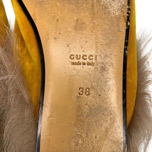 Gucci Princetown Velvet & Lamb Fur Slipper Horsebit Mule Loafer Flats EU 38 US 8 - Picture 9 of 9